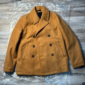 Soft-Brushed Double-Breasted Peacoat for Men brown